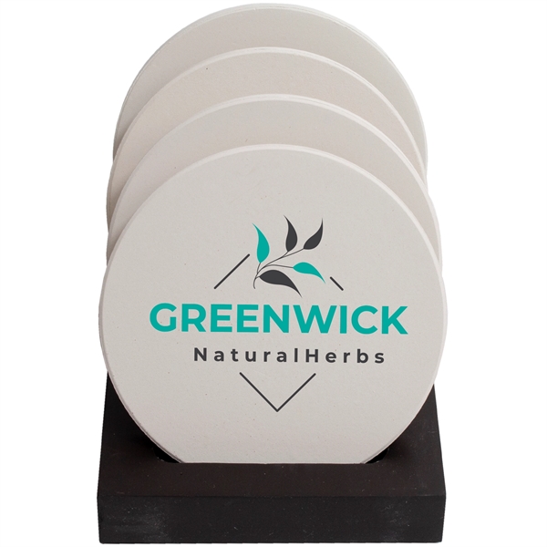 The ceramic coaster will absorb condensation from cold drinks. Slip resistant... from ASI 61966 HPG / Beacon Promotions