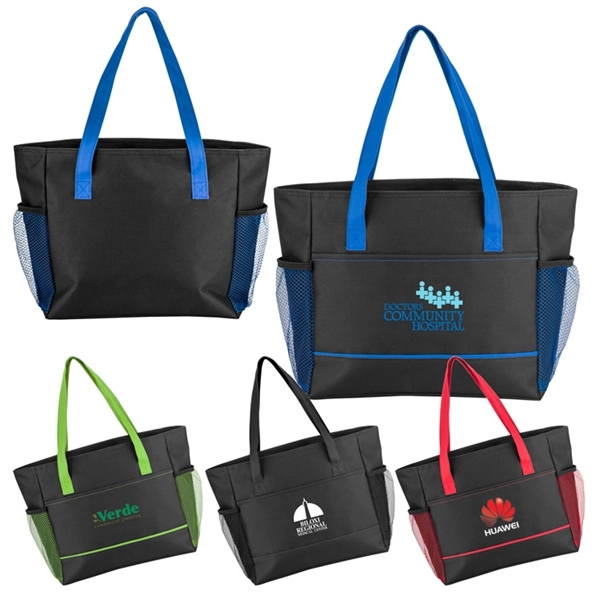 Cooler bag with neon accents, heat-sealed PEVA lining, mesh pockets and... from ASI 88060 Snugz/USA Inc / Sweda®