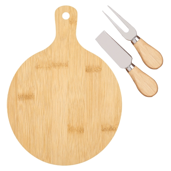 Eco-friendly bamboo cutting board set with pointed tip cheese knife and... from ASI 57655 STOPNGO Line