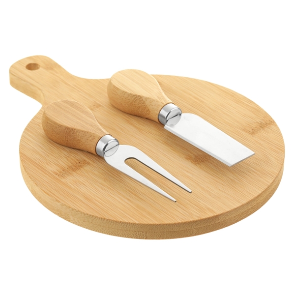 Eco-friendly bamboo cutting board set with pointed tip cheese knife and... from ASI 57655 STOPNGO Line