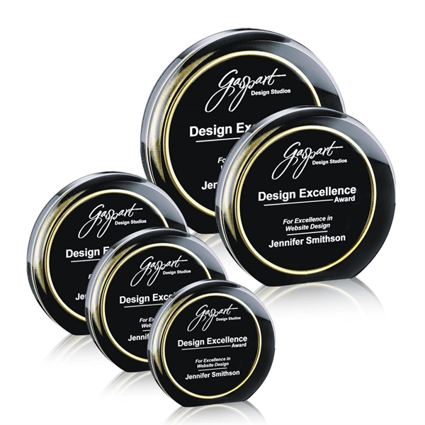 Solid acrylic round award with a gold accent ring.... from ASI 84592 St Regis Group / St Regis