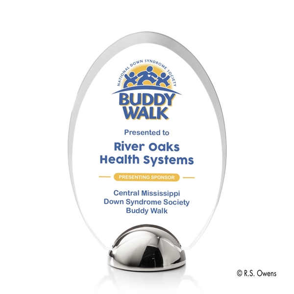 The beveled oval silhouette of the Janus Hemisphere Award is combined... from ASI 84592 St Regis Group / R S Owens & Co Inc