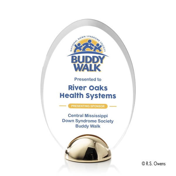 The beveled oval silhouette of the Janus Hemisphere Award is combined... from ASI 84592 St Regis Group / R S Owens & Co Inc