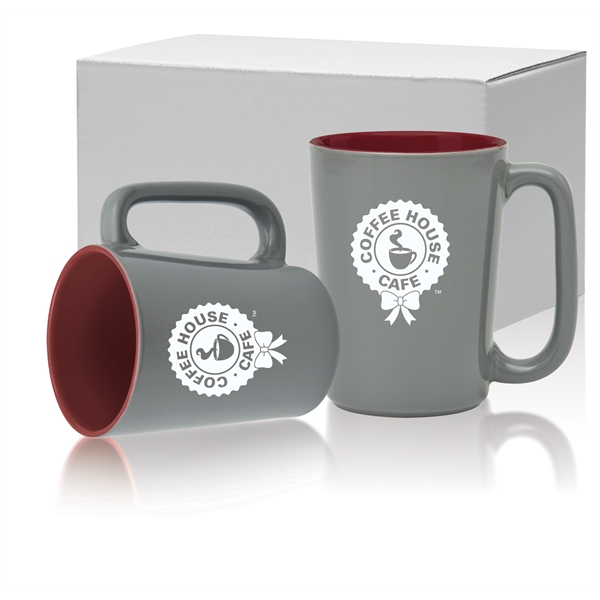 16 oz. ceramic mug with long handle, glossy gray exterior and... from ASI 71920 Moderne Glass Company Inc / Glass America®