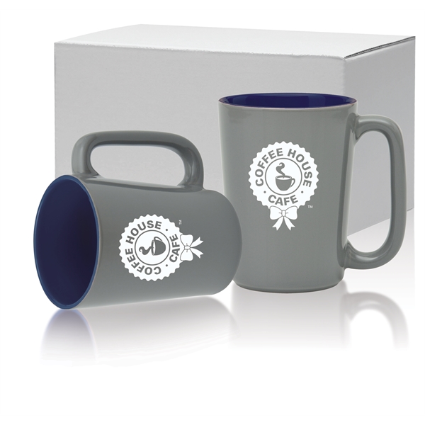 16 oz. ceramic mug with long handle, glossy gray exterior and... from ASI 71920 Moderne Glass Company Inc / Glass America®