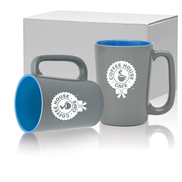 16 oz. ceramic mug with long handle, glossy gray exterior and... from ASI 71920 Moderne Glass Company Inc / Glass America®