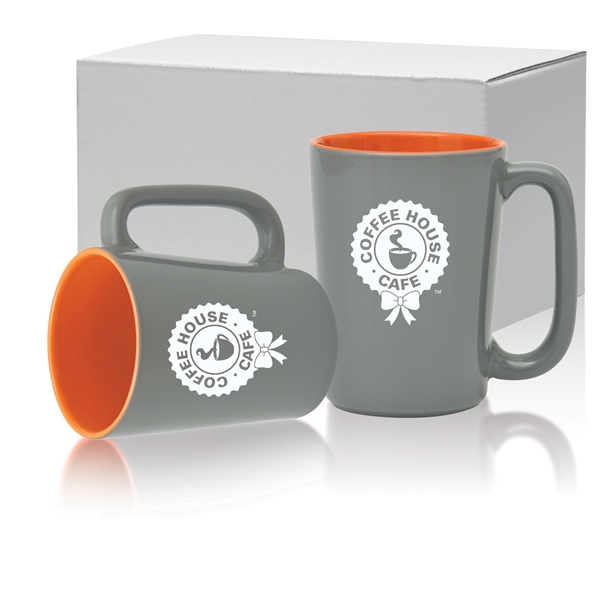 16 oz. ceramic mug with long handle, glossy gray exterior and... from ASI 71920 Moderne Glass Company Inc / Glass America®