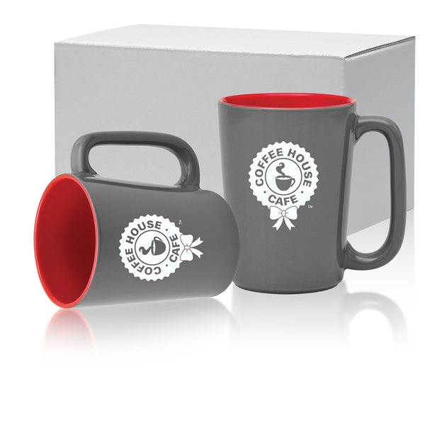 16 oz. ceramic mug with long handle, glossy gray exterior and... from ASI 71920 Moderne Glass Company Inc / Glass America®