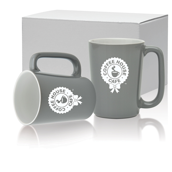 16 oz. ceramic mug with long handle, glossy gray exterior and... from ASI 71920 Moderne Glass Company Inc / Glass America®