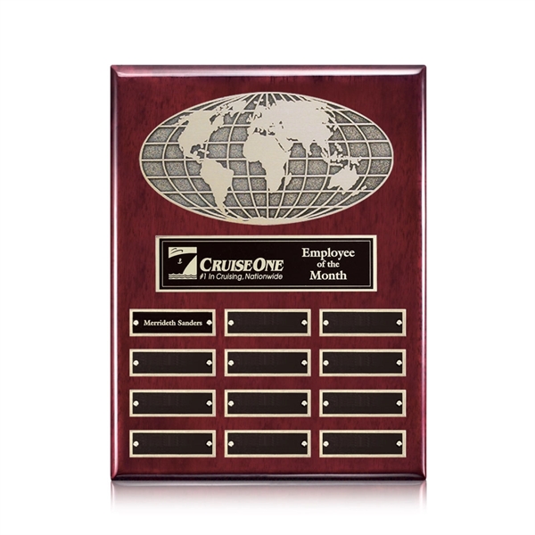 Piano finish rosewood vertical perpetual plaque with world globe ornament.... from ASI 84592 St Regis Group / St Regis