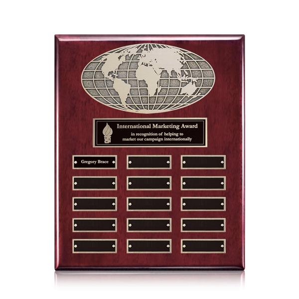 Piano finish rosewood vertical perpetual plaque with world globe ornament.... from ASI 84592 St Regis Group / St Regis