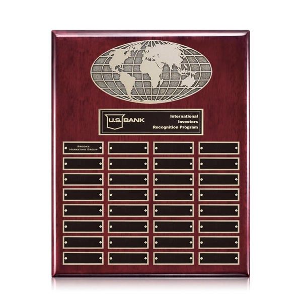Piano finish rosewood vertical perpetual plaque with world globe ornament.... from ASI 84592 St Regis Group / St Regis