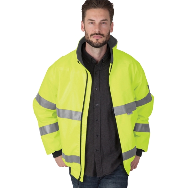 Windproof and waterproof oxford polyester Hi-VIs jacket with reflective material and... from ASI 44620 Charles River Apparel