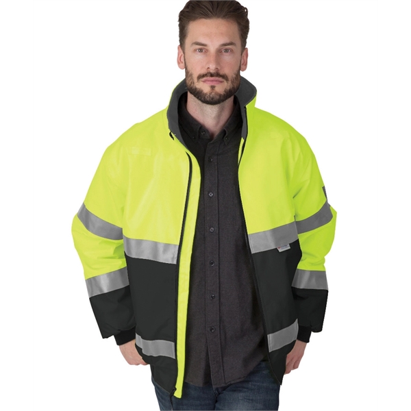 Windproof and waterproof oxford polyester Hi-VIs jacket with reflective material and... from ASI 44620 Charles River Apparel