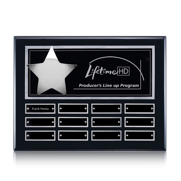 High gloss piano black finish horizontal plaque with a star with... from ASI 84592 St Regis Group / St Regis