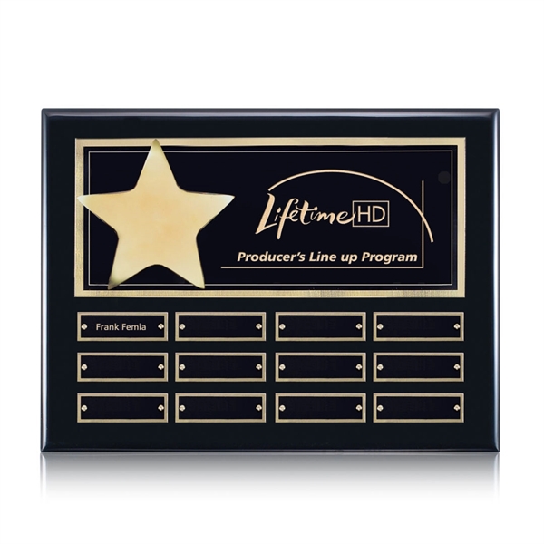 High gloss piano black finish horizontal plaque with a star with... from ASI 84592 St Regis Group / St Regis