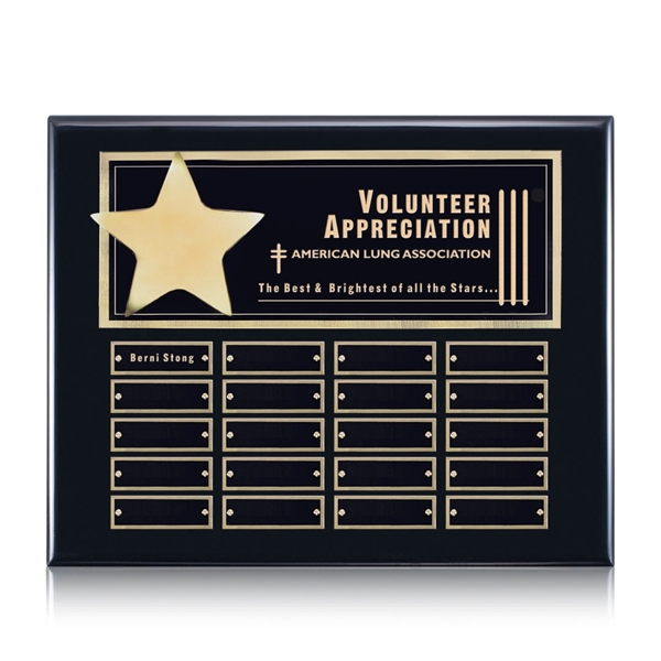 High gloss piano black finish horizontal plaque with a star with... from ASI 84592 St Regis Group / St Regis