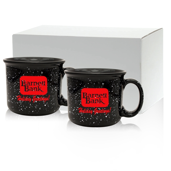 Set of two 14 oz. ceramic mugs with speckled glaze design... from ASI 71920 Moderne Glass Company Inc / Glass America®