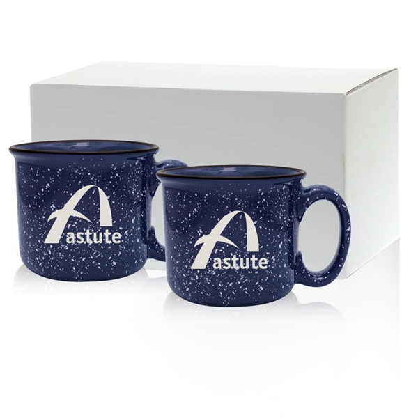Set of two 14 oz. ceramic mugs with speckled glaze design... from ASI 71920 Moderne Glass Company Inc / Glass America®