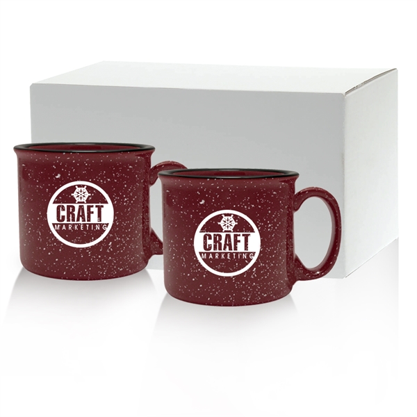 Set of two 14 oz. ceramic mugs with speckled glaze design... from ASI 71920 Moderne Glass Company Inc / Glass America®