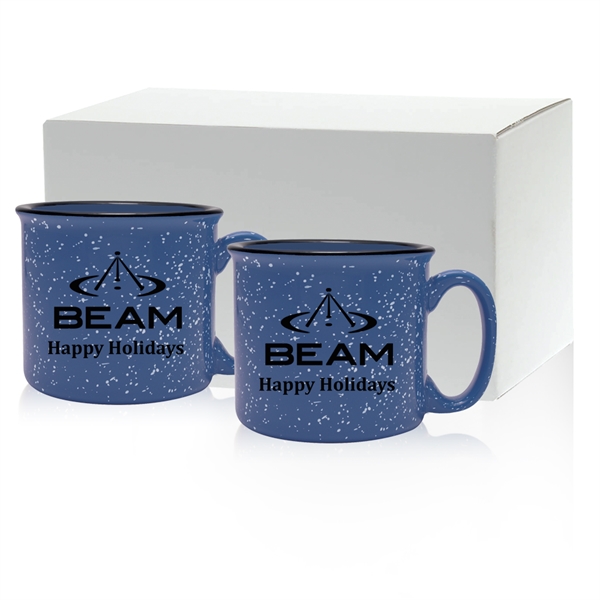 Set of two 14 oz. ceramic mugs with speckled glaze design... from ASI 71920 Moderne Glass Company Inc / Glass America®