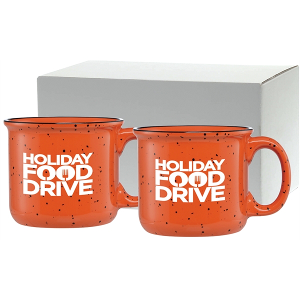 Set of two 14 oz. ceramic mugs with speckled glaze design... from ASI 71920 Moderne Glass Company Inc / Glass America®