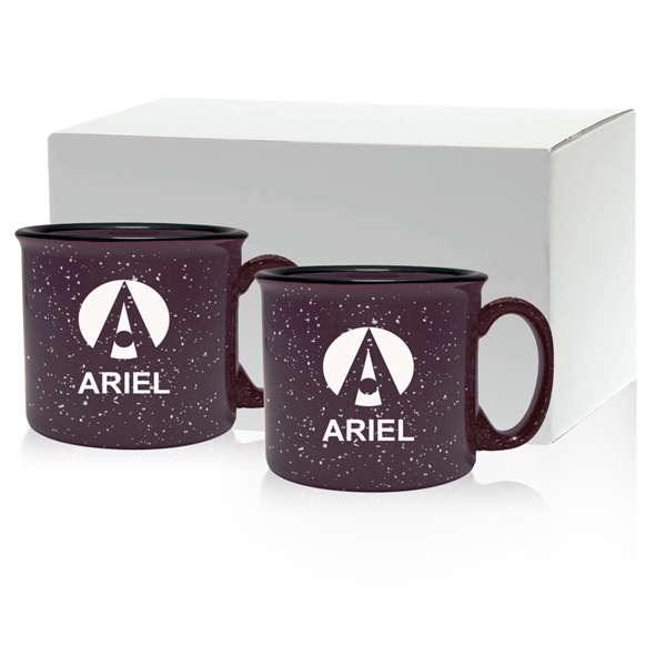 Set of two 14 oz. ceramic mugs with speckled glaze design... from ASI 71920 Moderne Glass Company Inc / Glass America®
