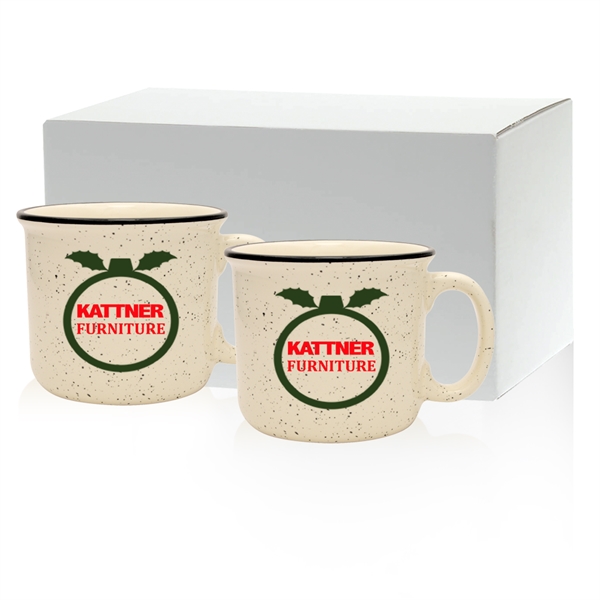 Set of two 14 oz. ceramic mugs with speckled glaze design... from ASI 71920 Moderne Glass Company Inc / Glass America®