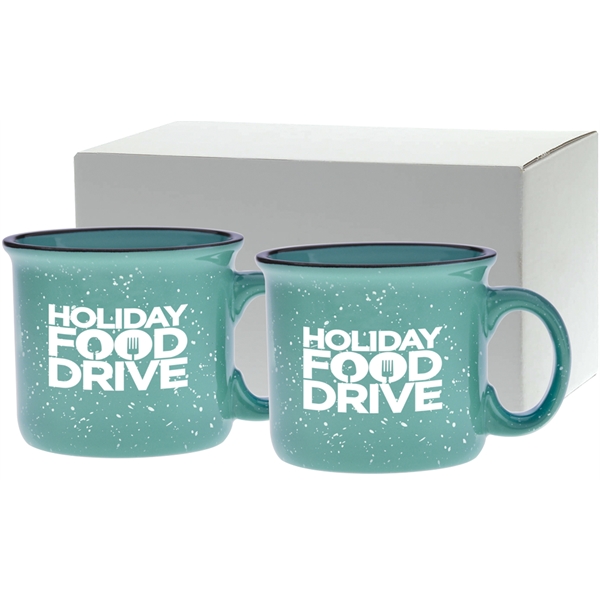 Set of two 14 oz. ceramic mugs with speckled glaze design... from ASI 71920 Moderne Glass Company Inc / Glass America®