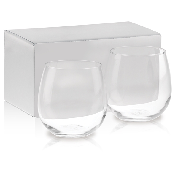 Set of two, 16.75 oz. stemless red wine glasses with white... from ASI 71920 Moderne Glass Company Inc / Glass America®