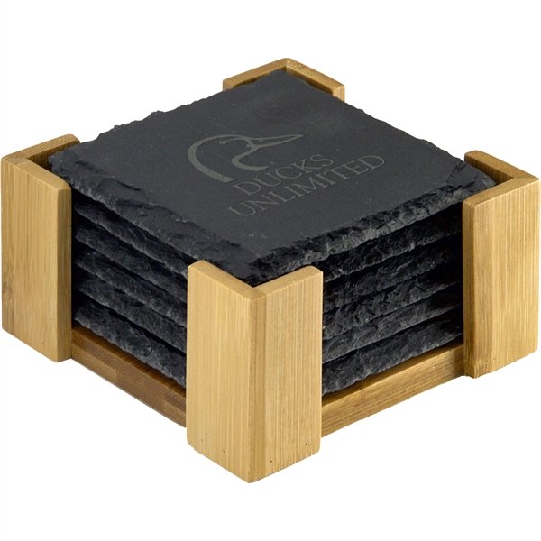 Handcrafted black slate coasters designed to provide you with a high-end... from ASI 61966 HPG / Beacon Promotions