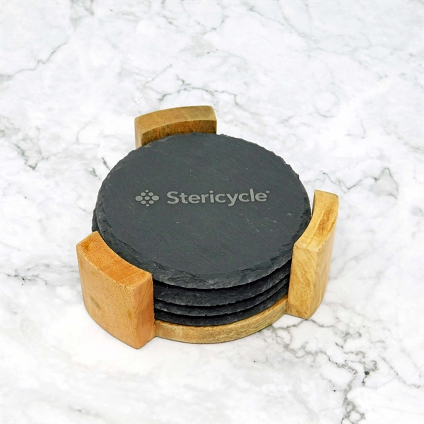 Handcrafted black slate coasters designed to provide you with a high-end... from ASI 61966 HPG / Beacon Promotions