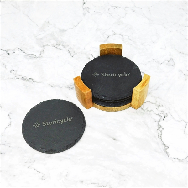 Handcrafted black slate coasters designed to provide you with a high-end... from ASI 61966 HPG / Beacon Promotions