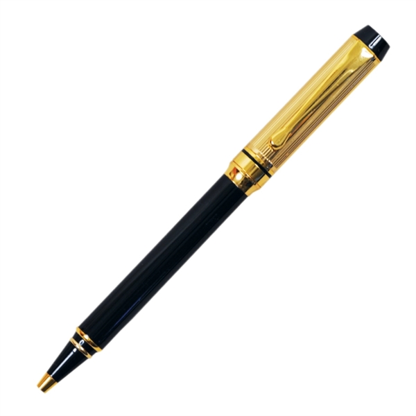 Twist action brass ballpoint pen featuring glisten black barrel and shining... from ASI 68190 Lungsal / Lungsal