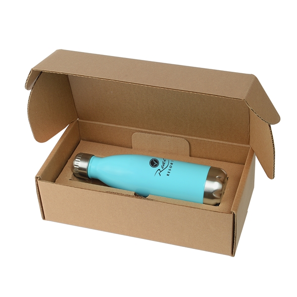17 oz. stainless steel insulated water bottle in a recycled cardboard... from ASI 52840 Evans Manufacturing