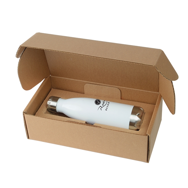17 oz. stainless steel insulated water bottle in a recycled cardboard... from ASI 52840 Evans Manufacturing