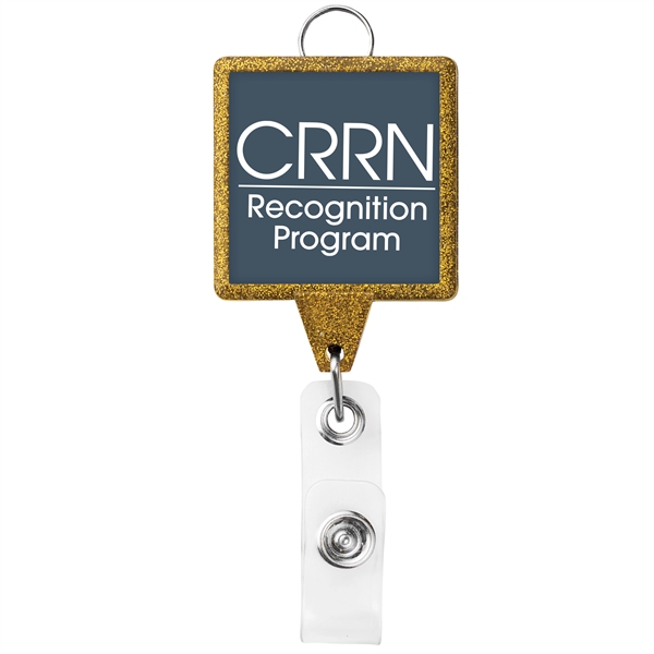 JUMBO square glitter retractable badge reel, with lanyard attachment and bull... from ASI 49470 DEVARA