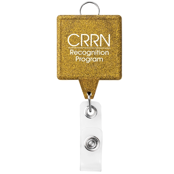 JUMBO square glitter retractable badge reel, with lanyard attachment and bull... from ASI 49470 DEVARA