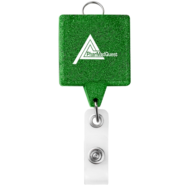 JUMBO square glitter retractable badge reel, with lanyard attachment and bull... from ASI 49470 DEVARA