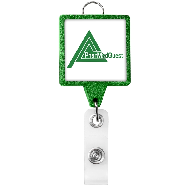 JUMBO square glitter retractable badge reel, with lanyard attachment and bull... from ASI 49470 DEVARA