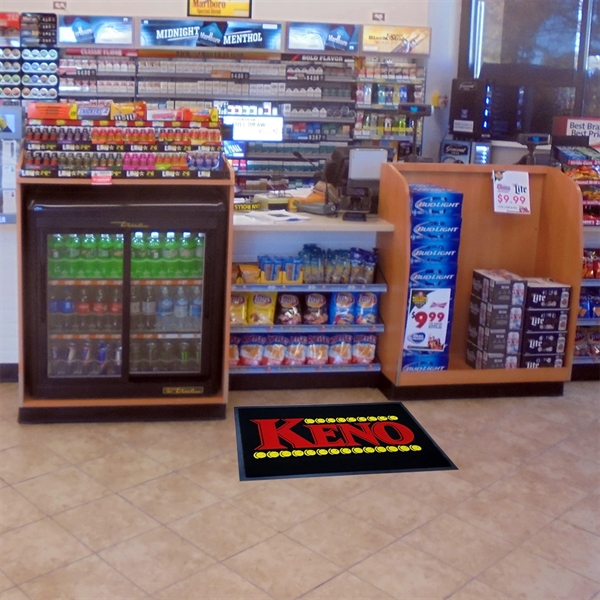 Indoor/covered outdoor floor mat featuring eco-friendly carpet and crisp, flocked imprint.... from ASI 35750 PromoMatting by Americo