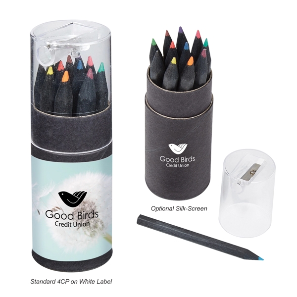 12 colored pencils in stylish matte black tube... from ASI 61125 Hit Promotional Products / Hit®
