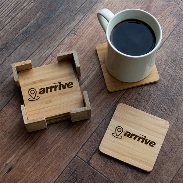 Durable square coaster made with earth friendly bamboo. Each piece is... from ASI 61966 HPG / Beacon Promotions