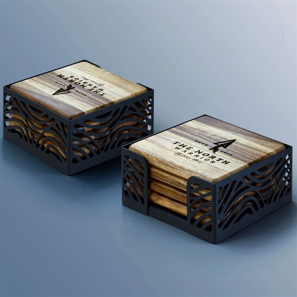 Beautiful Acacia wood coasters with unique grain.... from ASI 61966 HPG / Beacon Promotions