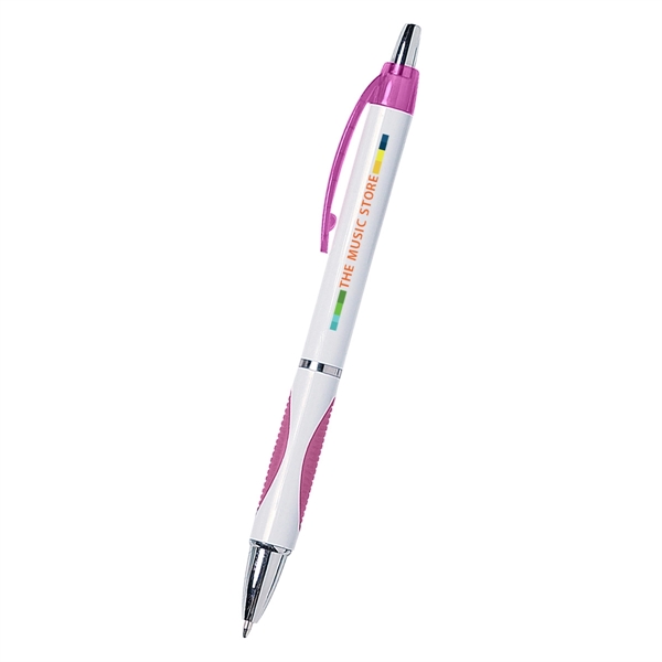 Sassy plunger action pen with rubber grip for writing comfort and... from ASI 61125 Hit Promotional Products / Hit®