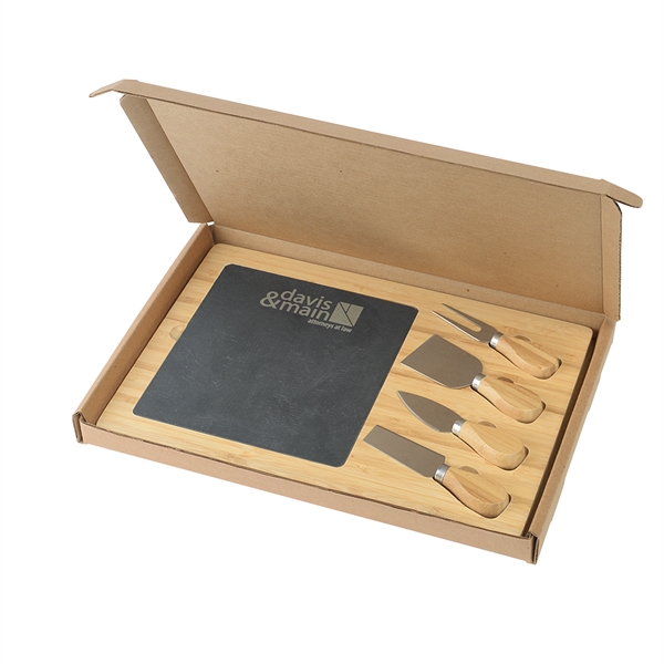 Cheese service charcuterie set with a slate board, bamboo tray and... from ASI 52840 Evans Manufacturing