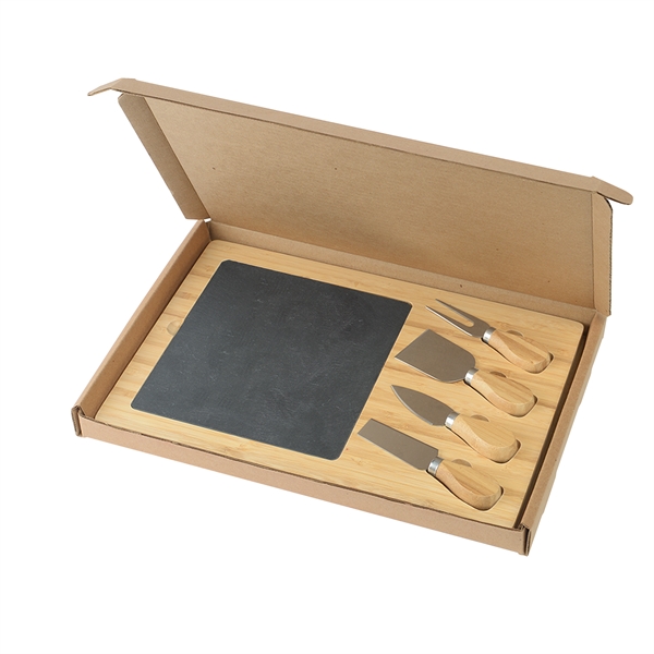 Cheese service charcuterie set with a slate board, bamboo tray and... from ASI 52840 Evans Manufacturing