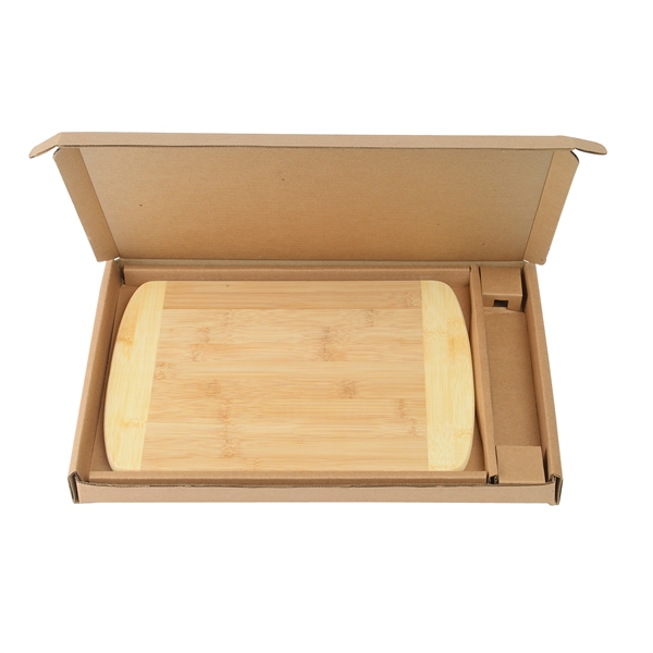 12" x 9" x 1/2" two-tone bamboo cutting board in cardboard... from ASI 52840 Evans Manufacturing