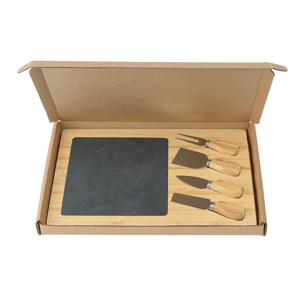 Cheese service charcuterie set with a slate board, bamboo tray and... from ASI 52840 Evans Manufacturing