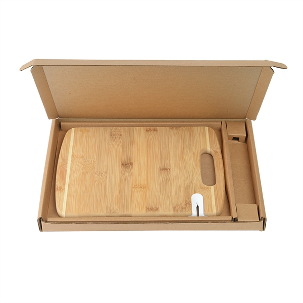 12" x 9" x 3/4" real bamboo two-tone cutting board in... from ASI 52840 Evans Manufacturing